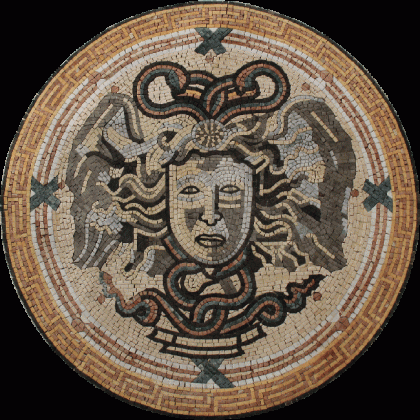 MD1908 Medusa Godess Hair Snakes Greek Border  Mosaic