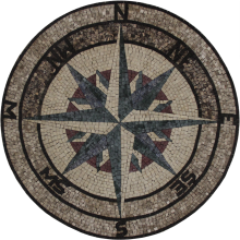 Nautical compass handcut tile stone  Mosaic