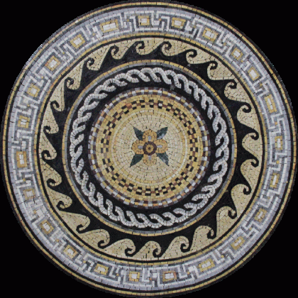 MD1917 Greek Frame Round Wave Rope Wall Hanging  Mosaic