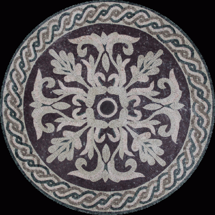 MD1934 Abstract Handmade Round Medallion Art  Mosaic