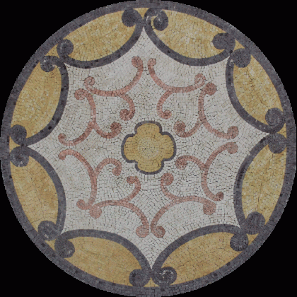 MD1936 Abstract Handmade Round Medallion Art  Mosaic