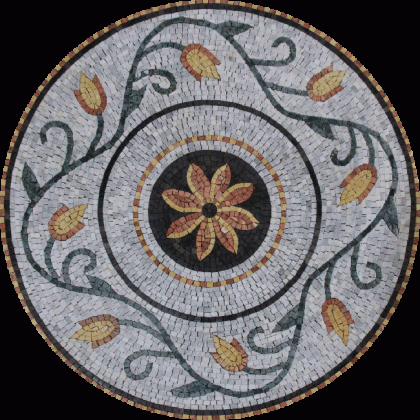 MD1937 Mid Flower Art Round Floral Border Mural  Mosaic