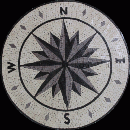 MD1950 Round Medallon Nautical Compass Home  Mosaic