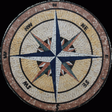 MD1965 Earth Tones Classic Nautical Compass  Mosaic