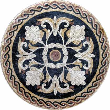 MD198 Flower design with spiral border Mosaic
