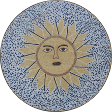 Marble Medallion Large Sun Portrait Mosaic