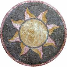 MD213 golden and pink sun on grey background Mosaic