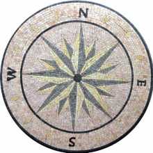 Round Mosaic Compass Home Decor