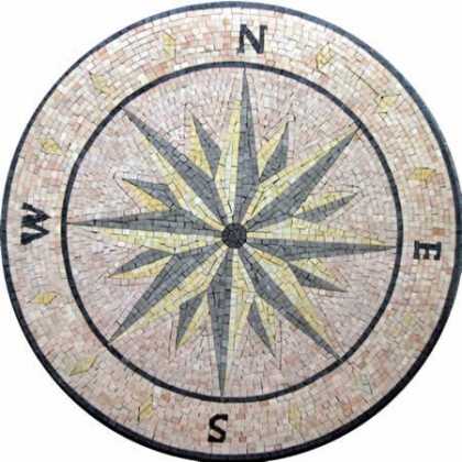 Round Mosaic Compass Home Decor