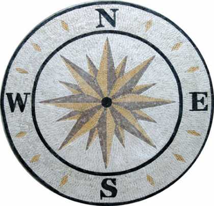 MD305 faded cream yellow and grey compass Mosaic