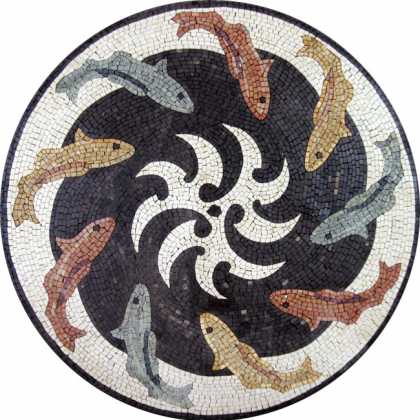 MD369 fish stone art Mosaic
