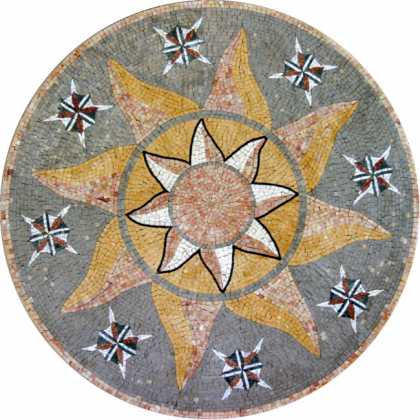 MD374 Sun stars art medallion Mosaic