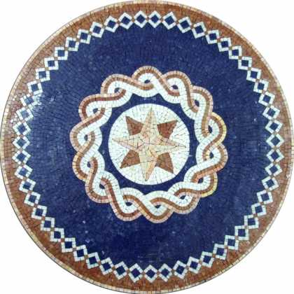 MD398 Ocean Blue Medallion Compass Star  Mosaic