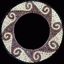 Red Waves Round Mirror Border Mosaic
