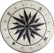 MD452 black & grey compass nautical star Mosaic