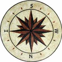 MD482 brick & black compass nautical star Mosaic