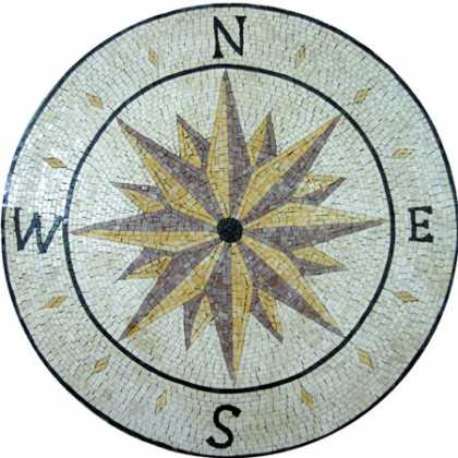 Cream and Yellow Mosaic Compass