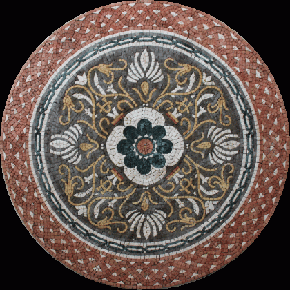 MD495 White on grey flower arabesque Mosaic