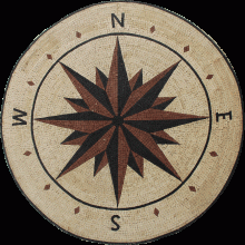 MD505 Nautical Compass Round Floor Wall Inlay  Mosaic