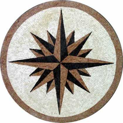 Mosaic Floor Compass Tile