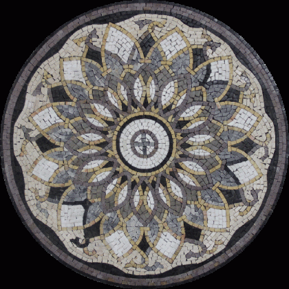 MD541 Abstract Flower Design Round Medallion  Mosaic