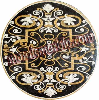 MD625 black & gold elegant medallion Mosaic