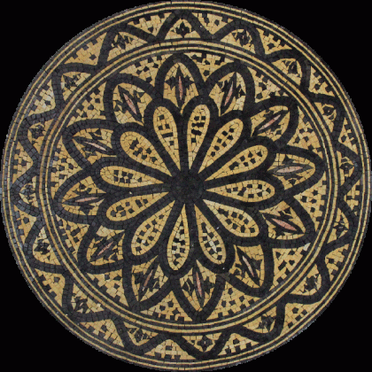 MD645 black & gold floral stone art Mosaic