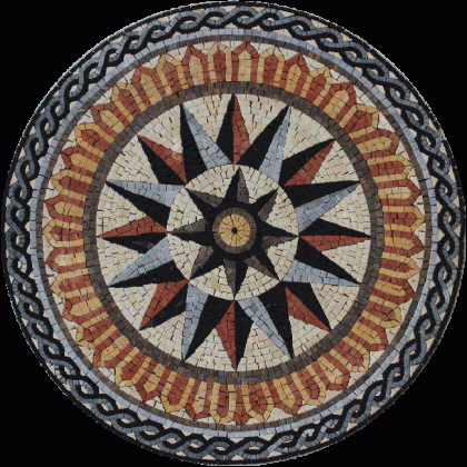 MD662 Star Compass Nautical Ancient  Mosaic