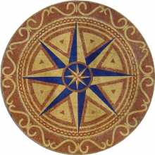 MD694 navy blue gold and brown compass star Mosaic