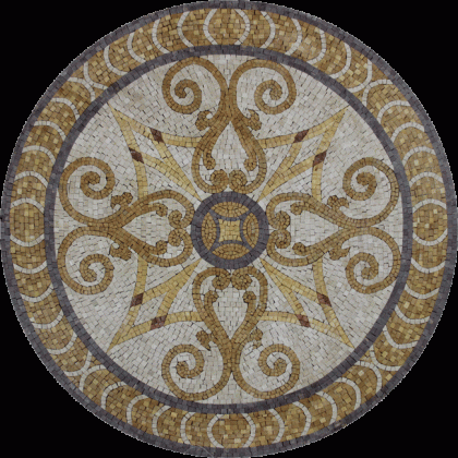 MD752 Gold and White curves & spirales Mosaic