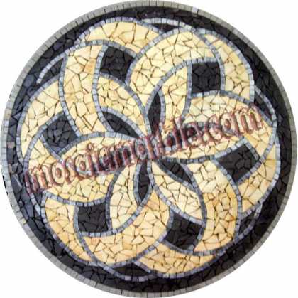 MD760 off-white spiral flower on black background Mosaic