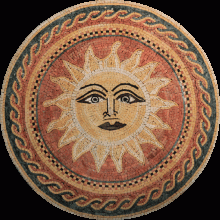 MD795 Sun face with elegant wave border Mosaic