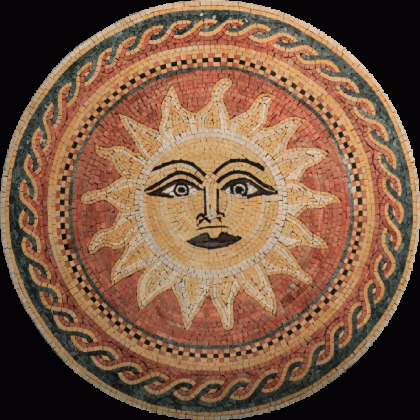 MD795 Sun face with elegant wave border Mosaic