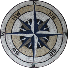 Compass round medallion for wall or floor