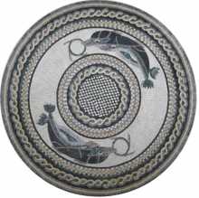 Medallion Marble Grey Circular Pattern Dolphins Mosaic