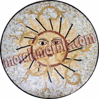 MD993 Sun face on white dotted background Mosaic