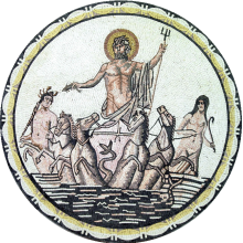 Greco Roman Neptune God Mosaic