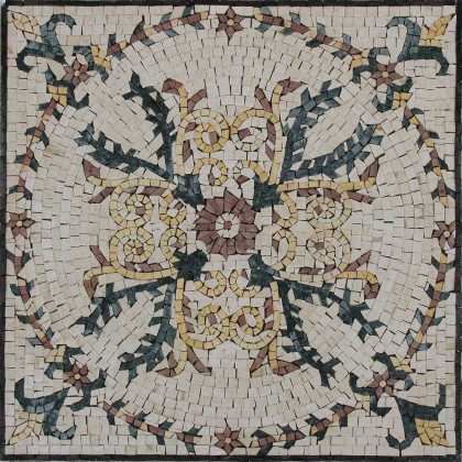 Ancient Floral Square Mosaic Tile