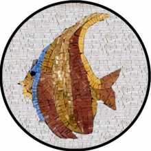 Angel Fish Round Mosaic for the Pool