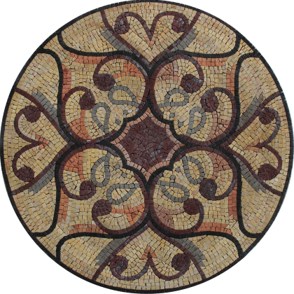 Art Nouveau Motif Round Tile Mosaic