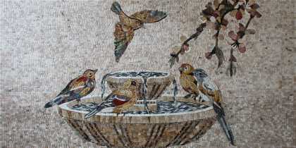 Birds Fountain Mosaic Mural