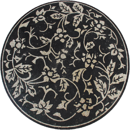 Floral Black and Cream Table Top Mosaic