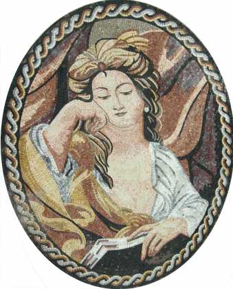 Oval Mosaic Lady with the Book 