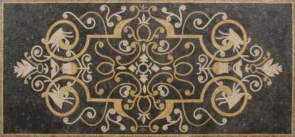Classic Black and Yellow Floor Mosaic Rug