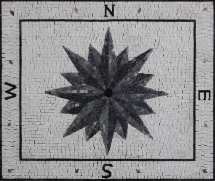Floor Nautical Compass Mosaic Rug