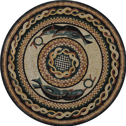 Dolphin Floor Mural circular Motif Mosaic