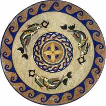 Round Luxury Mosaic Marble Tile Dolphins