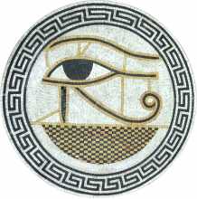 Eye of Horus Mosaic Round with Greek Keys