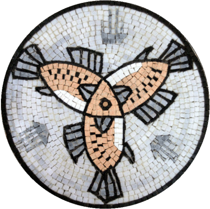 Marble Medallion Three Fish  Mosaic
