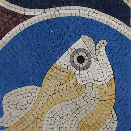 Fish Detail Blue Mosaic Accent